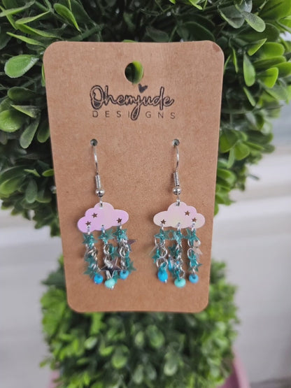 Rain Cloud Dangle Waterfall Earrings