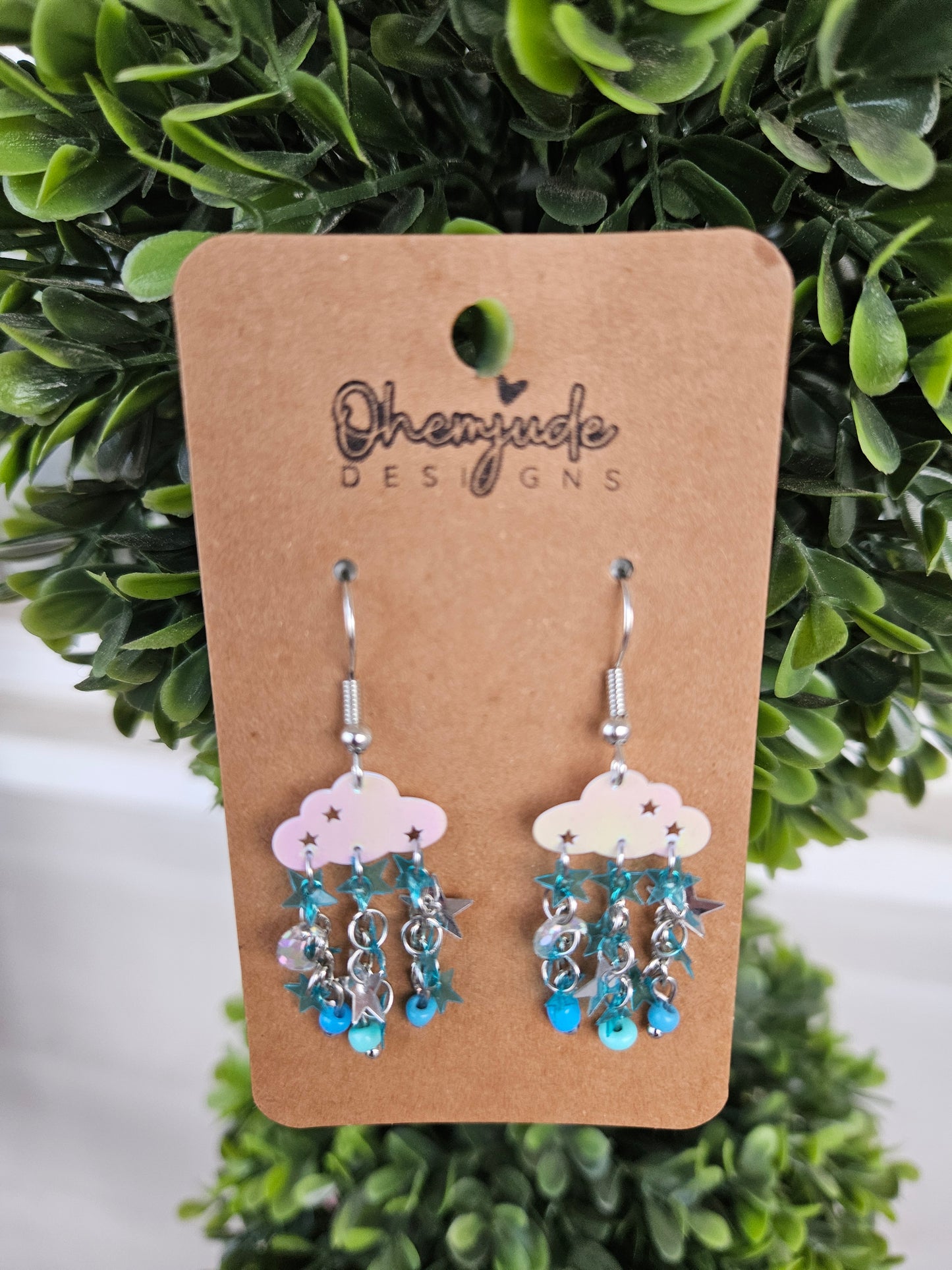 Rain Cloud Dangle Waterfall Earrings