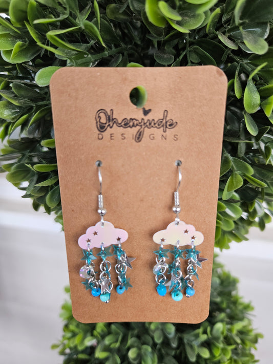 Rain Cloud Dangle Waterfall Earrings